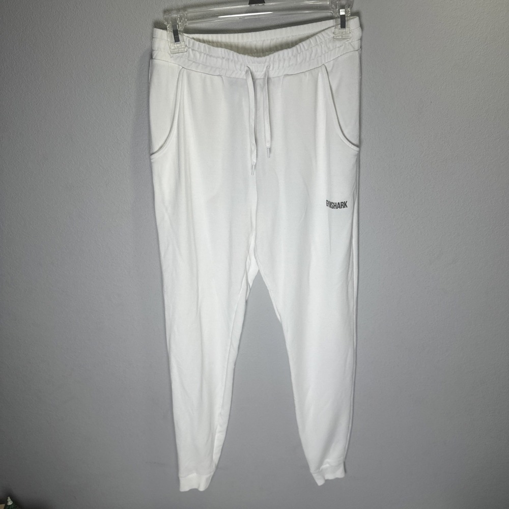 Gymshark Women's Joggers Size Small White Front Pockets Drawstring Waist Soft